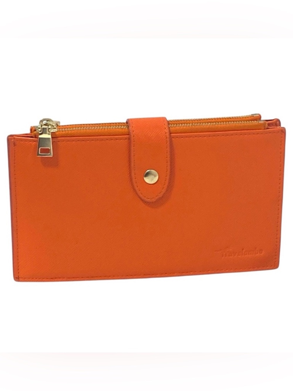 Travelambo Bright Orange Double Zip Compartment Wallet - Excellent Condition
